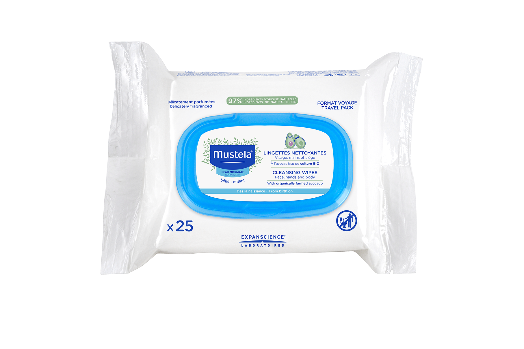 Mustela Toallitas Limpiadoras cara, cuerpo y pompis Travel size para bebé o  niño con Piel Normal a base de Ingredientes Naturales, 25 pzas :  : Salud y Cuidado Personal