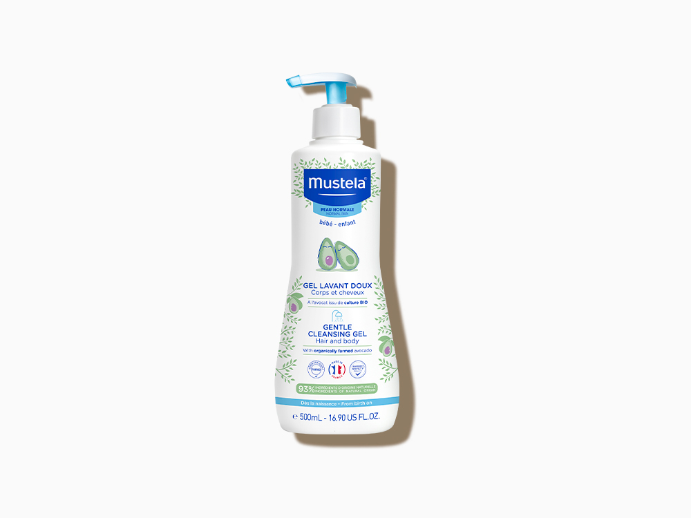 Mustela Bebe Soothing Cleansing Gel - Gel limpiador para cuerpo y cabello  de bebés con extracto de aguacate y uva