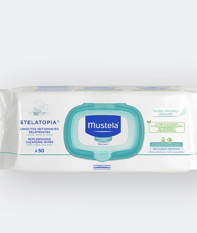 Mustela Stelatopia cleansing wipes for babies with atopic-prone skin